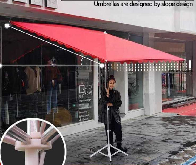 직사각형 하프 파라솔 반쪽 그늘막 어닝 접이식 벽면, 9. 비스듬 파랑 3x2 우산살 4개