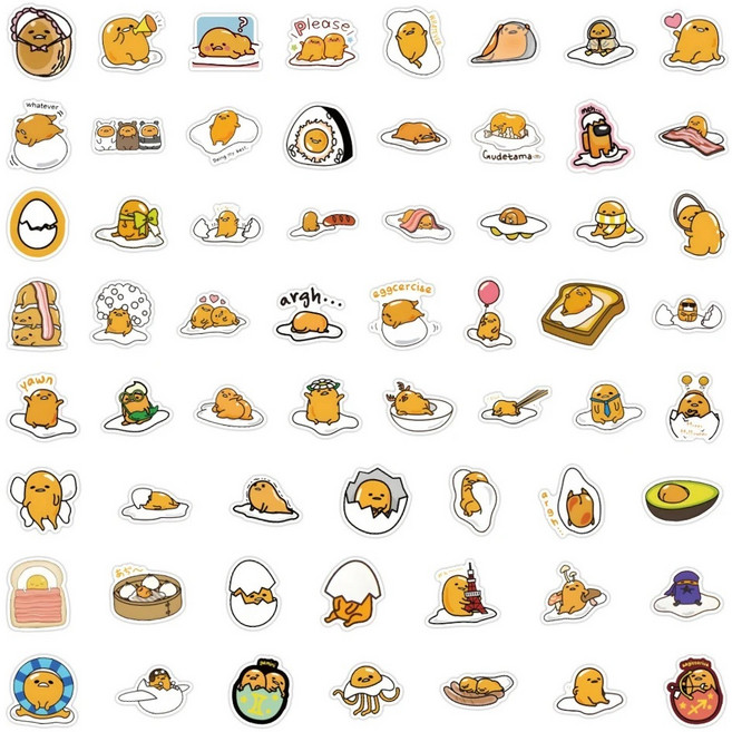 씨플 산리오 구데타마 게으른 달걀 핸드폰 노트북 냉장고 다이어리 diy 스티커 60장, 60PCS