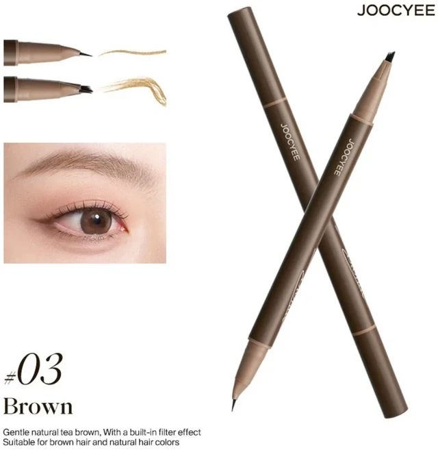 JOOCYEE 더블 헤드 브로우 펜슬 듀얼 디자인 와일드 내추럴 눈썹 부드럽고 오래 지속되는 메이크업 화장품