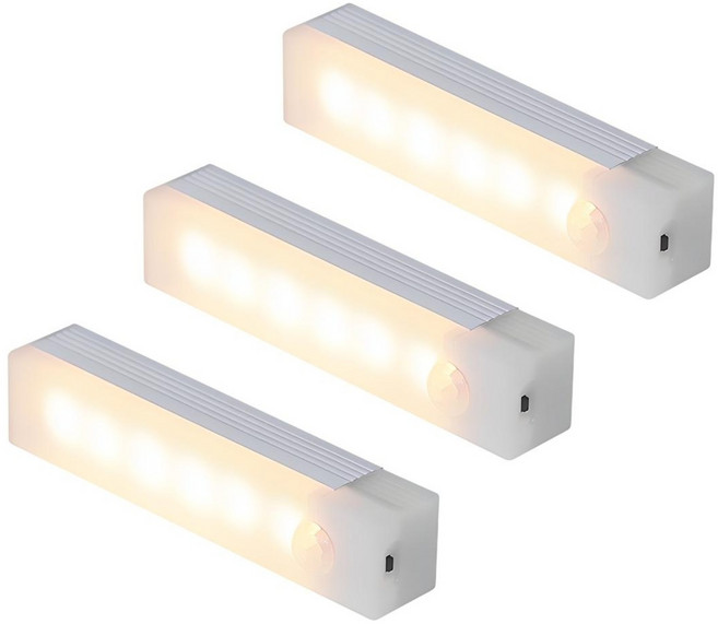 HK.sell C타입 밝기 조절 사각 충전식 센서등 10cm, 황색등, 3개