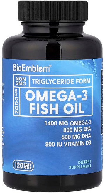 바이오엠블럼 오메가3 피쉬오일 Omega-3 Fish Oil 소프트젤 120정, BioEmblem, 오메가3 피쉬 오일, 소프트젤 12