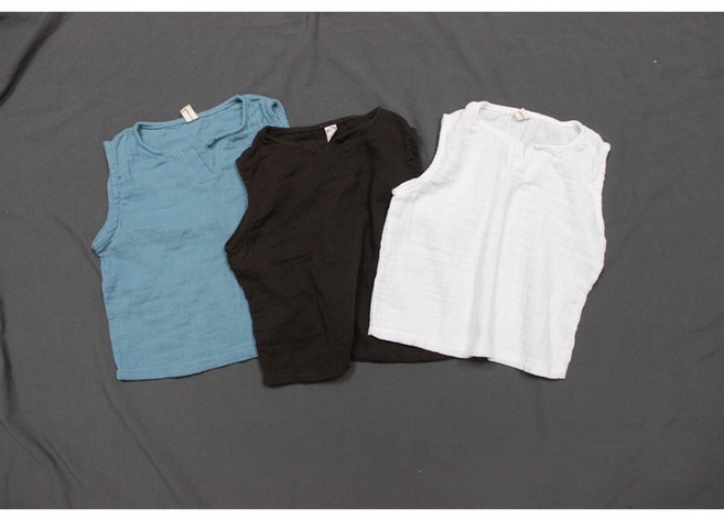 Little PiiKA’s 兒童韓版棉麻小V字無袖背心