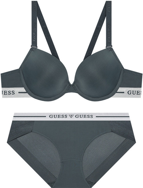게스언더웨어 메탈밴드 베이직 브라 팬티 세트 - 차콜