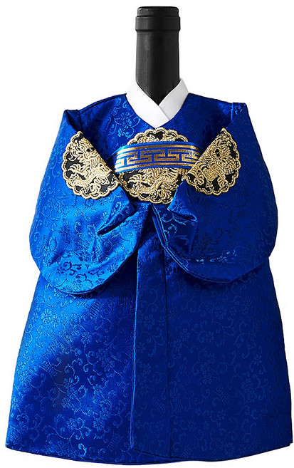 한복 와인 커버 선물 한국기념품 외국인 선물, 왕_파랑색, 1개