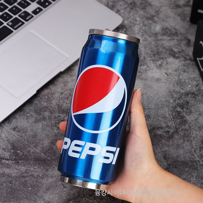 캔텀블러 316 스텐 콜라 캔 빨대컵 아이디어 ins 물컵 패턴 로고, 304펩시대형:500Ml, 1개