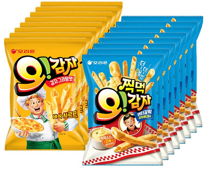 오리온 오감자 그라탕 50g+찍먹 버터갈릭감자튀김맛 64g, 8세트, 114g