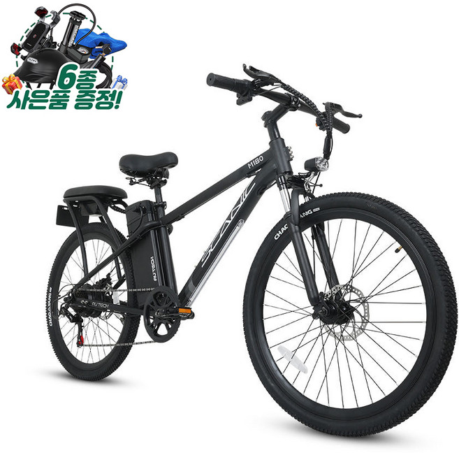 에이유테크 스카닉 M180 MTB 전기자전거 36V 10Ah 고객직접설치, 스틸, 블랙