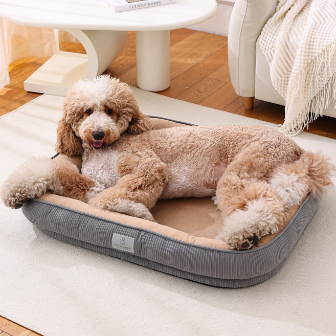 피치가든 강아지 커버분리형 꿀잠 마약방석 M~2XL, 브라운, 1개