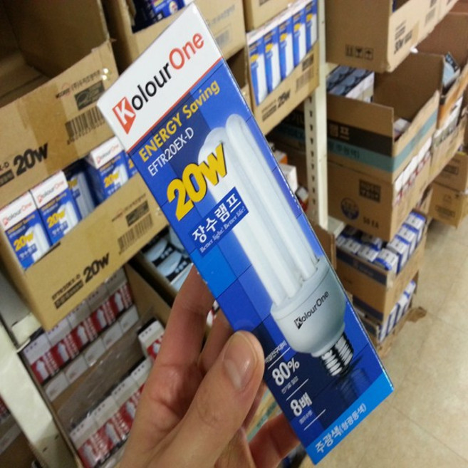 장수램프/안정기내장형 EFQU20EX-D 20W/주광색/전구색/전구/전기교체/전구형삼파장램프/형광램프/LED, 선택_주광색(하얀색), 1개