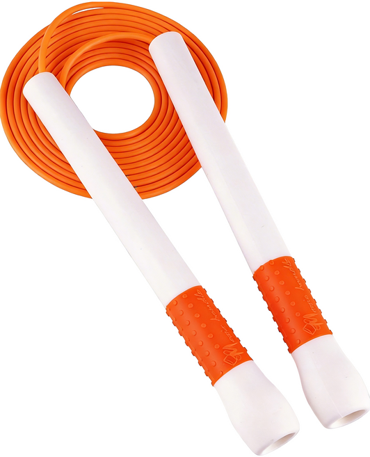 [JUMP Yuedong] 전문가용 성인 다이어트 줄넘기 크로스핏 쌩쌩이 롱핸들 와이어 길이조절, 1개, 주황색