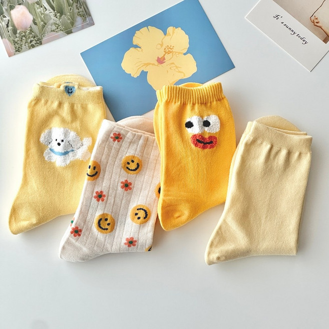 구름두름 여자 캐릭터 4켤레 양말 선물 세트 포장 국내산