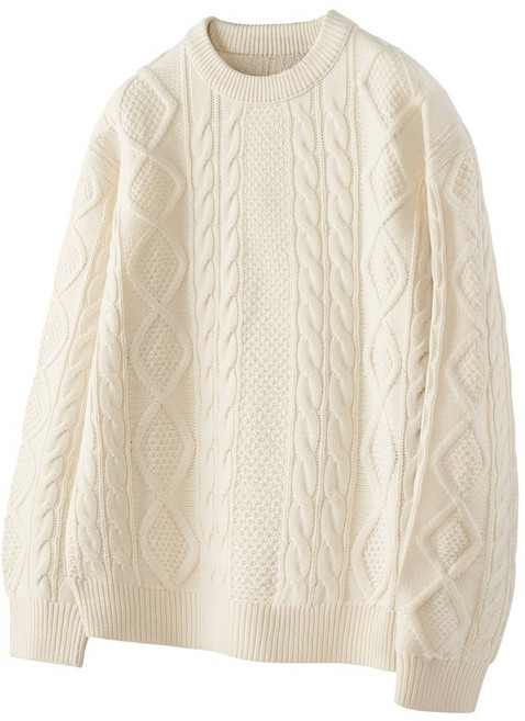 팀스핏 남성용 빅사이즈 오버핏 아란 케이블 라운드 니트 5Color