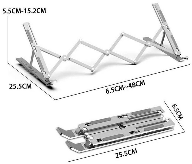노트북 거치대 대형 휴대용 각도조절 폭조절 접이식 거치대 초경량, 실버, 050