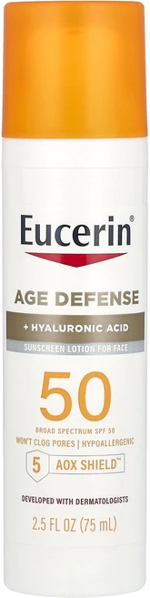 Eucerin 노화 방지 얼굴용 가벼운 자외선 차단제 로션 SPF 50 무향 75ml(2.5fl oz) Eucerin (유세린), Eucerin, 노화 방지, 얼굴용 가벼운 자외선 차단 - 쿠팡