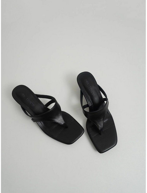 쪼리 힐 샌들 스퀘어토 미들힐 슬리퍼 뮬 여름 데일리 미니멀 슈즈 JS929
