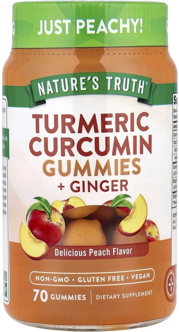 네이쳐스트루스 강황 커큐민 플러스 생강 복숭아 맛 베지 구미젤리 70개, 6개, 70정 - 쿠팡