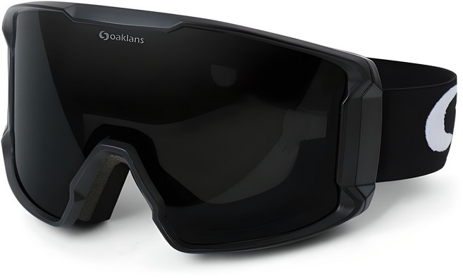 Oaklans S7 高級滑雪護目鏡 + 硬殼收納盒 + 清潔兩用袋, 黑色鏡框 + 煙灰色鏡片