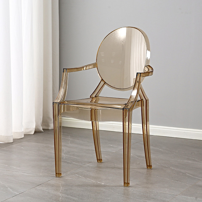 Meainna 북유럽 미니멀 아크릴체어 미드센추리모던 투명의자 인테리어의자 카페의자 식탁 의자 화장대 의자, 브라운2, 1개