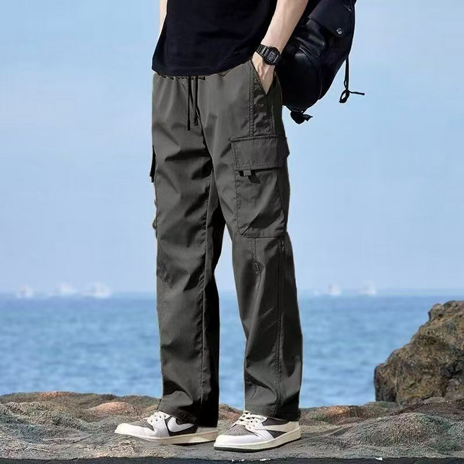 히트세븐 일자 카고팬츠 봄 가을 작업복바지 오토바이 라이더팬츠 남자 일자바지 통바지 오버올 BSDSS4201, 카키그린