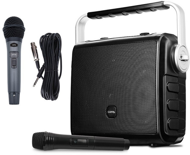 50W 휴대용 소형 블루투스 앰프스피커+노래방 무선 마이크 버스킹 세트, GC_KY301D 유선+무선 마이크 총 2개