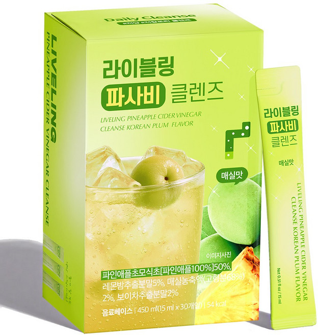 라이블링 파인쏙 클렌즈 매실맛 스틱, 30개, 15ml
