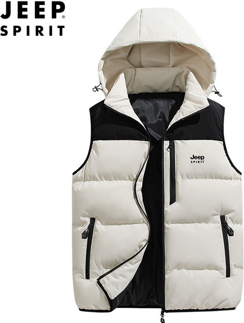 JEEP SPIRIT 지프 스피릿 겨울 캐주얼 후드 탈부착 패딩조끼 2981+양말