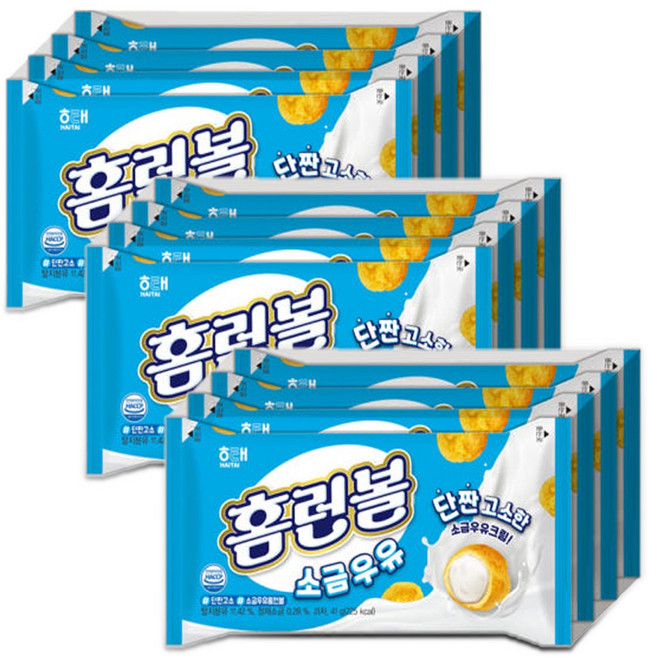 해태 홈런볼 소금우유맛 4번들 41gx12개, 12개, 41g