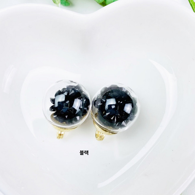 D.I.Y 유리볼 펜던트 악세사리장식 (2개), 블랙