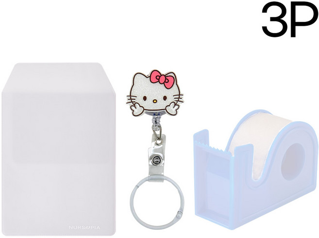 널스포켓+러블리키티테이프걸이+테이프커터기 3P 간호사용품, 1개, 브이리본키티_테이프커터기_화이트포켓3P