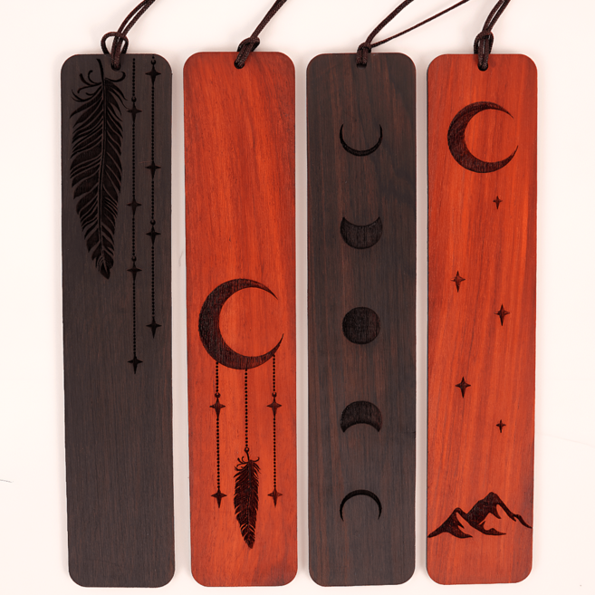 고급 책갈피 행운 북마크 독서 북클립 북스토퍼 우드 메탈 책갈피, 포장없음, 2-1. [우드]달과 추억세트(4개입)