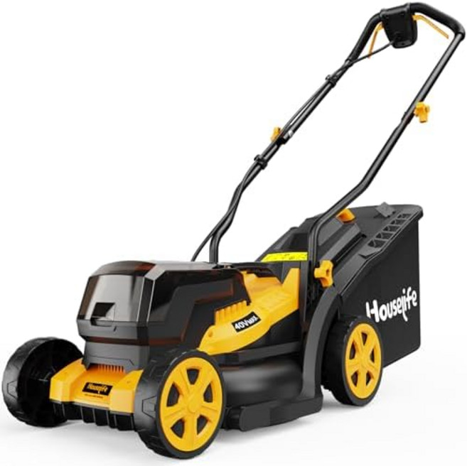 40V Cordless Lawn Mower Compatible with Dewalt 2x20V MAX Battery 14 Inch Electric 35L Grass Bag 6-, Yellow