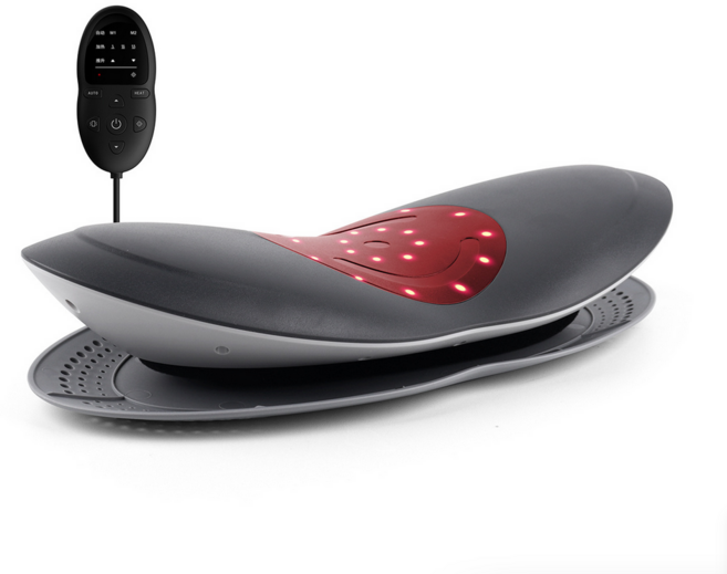 허리 마사지기 전동 안마기 3단계 온열 리모컨 세트, 다크 그레이