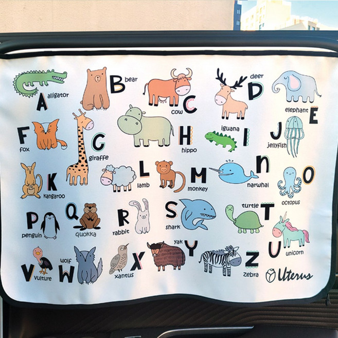 유아 자석 햇빛가리개 암막 세미 차량용, 세미_영어동물(블랙), 1개