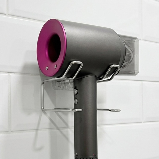 아르제 강력 접착 드라이기 거치대 무타공 호텔식 고급 스텐 화장대, 1개, 304_실버