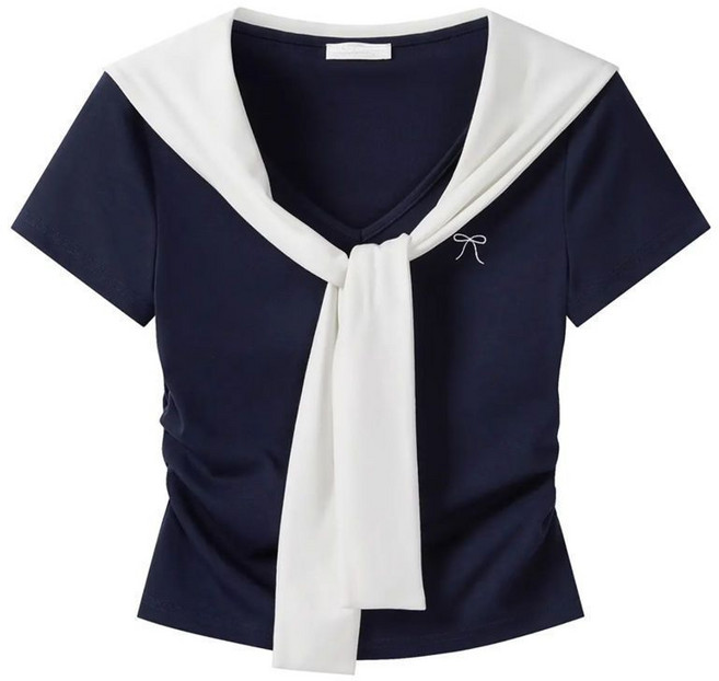 해피유통어린이 여아 줄무늬 칼라 반팔 티셔츠 귀여운 스타일14세 이상 XG03