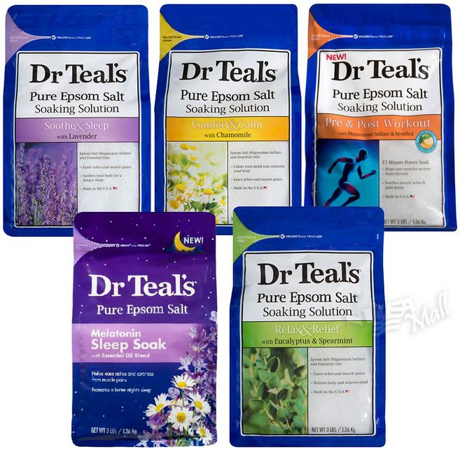 1+1 닥터틸즈 퓨어 엡섬 솔트 입욕제 반신욕 1.36kg DR TEAL'S PURE EPSOM SALT SOAKS, PRE A POST WORKOUT SOAK, MELATONI SLEEP SOAK