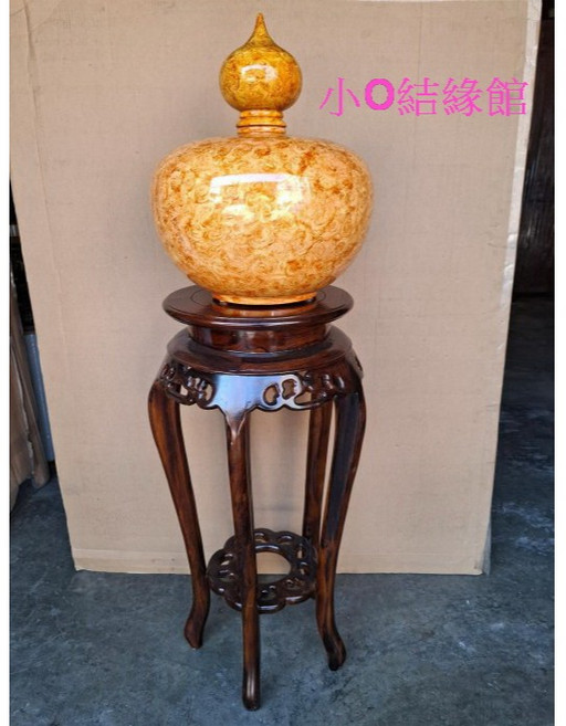 小O結緣館 仿古聚寶盆 樟木藝術手繪擺飾