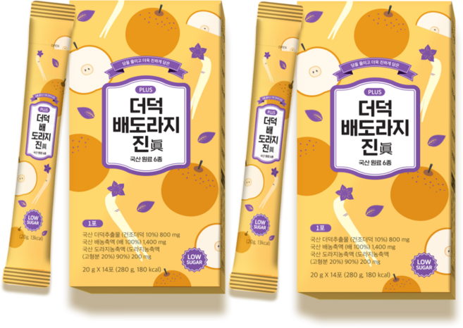 무첨가 약국 판매 국산 원료 100% 더덕 배 도라지 진 액 스틱 환절기 미세먼지 온가족 건강 관리, 2개, 280g