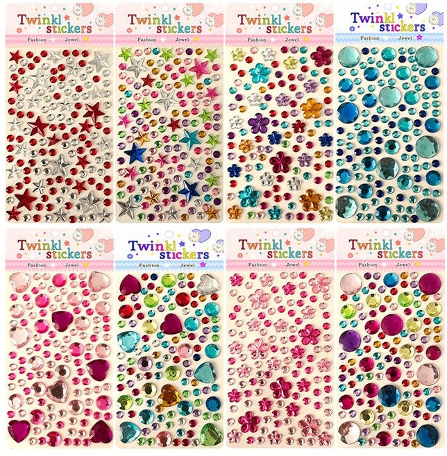 아이스타 블링블링 큐빅보석스티커. 다꾸 폰꾸미기 대량스티커 8장 세트, 1세트