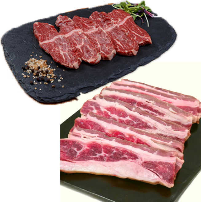 [빌리푸드] 청정 수입 소고기 토시살300g+우삼겹200g 구이용, 1세트, 500g