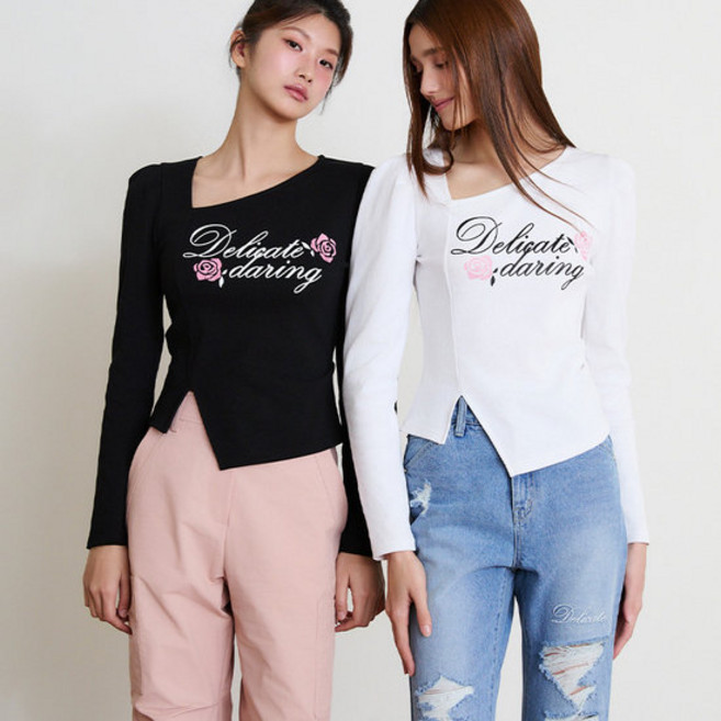 에고이스트 BLUE LABEL 언발 넥 프린팅 긴팔 티셔츠 ES2OTL01 1203810