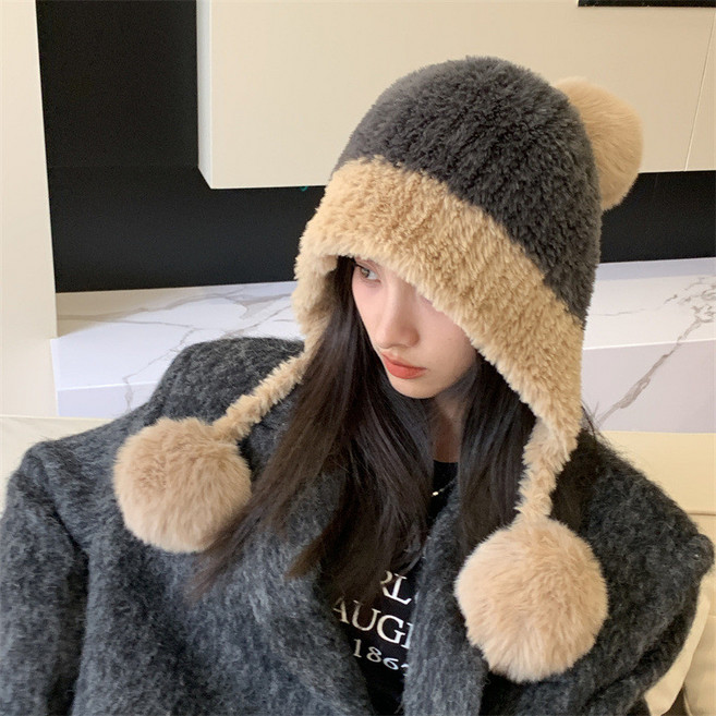 冬天帽子 毛帽女 毛毛帽 保暖帽 女生帽子 大頭圍毛帽 遮耳護耳帽子