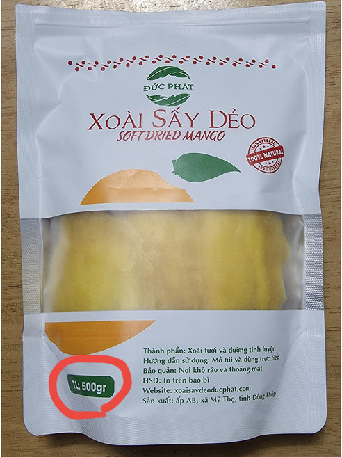 건망고 500g 3개(달콤하고 신선한 베트남산), 3개