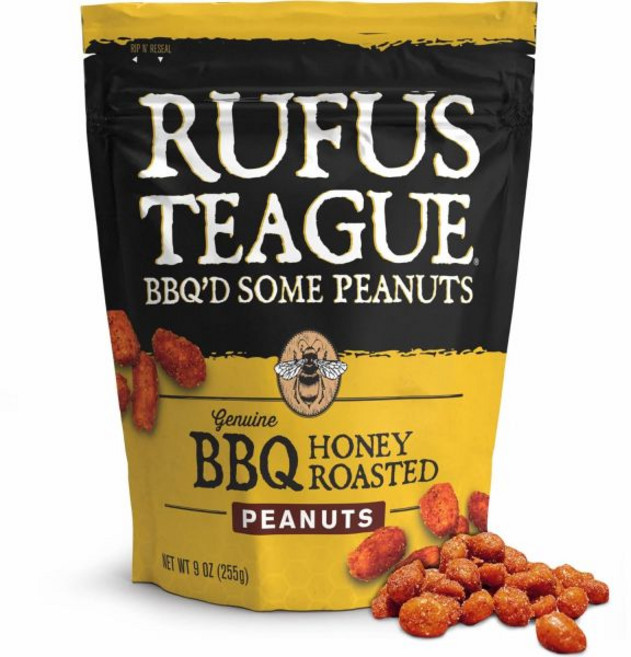 루퍼스 티그 BBQ 견과류 믹스 - 스모키 달콤하고 바삭한 꿀 로스팅 아몬드 캐슈 앤 피칸(피너 없음) 9온스 리셀링 파우치 3팩, Peanuts, 1 Pack