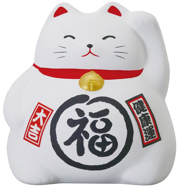 萬古燒日本製 招財貓 圓福 陶器 貯金箱 9cm 多色可選 zc23, 白, 1個