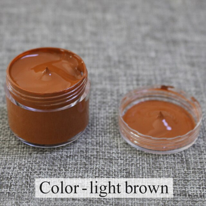 미들 브라운 가죽 수리 페인트 신발 복원 크림 아크릴 소파 의류 30ml, 15 Light brown