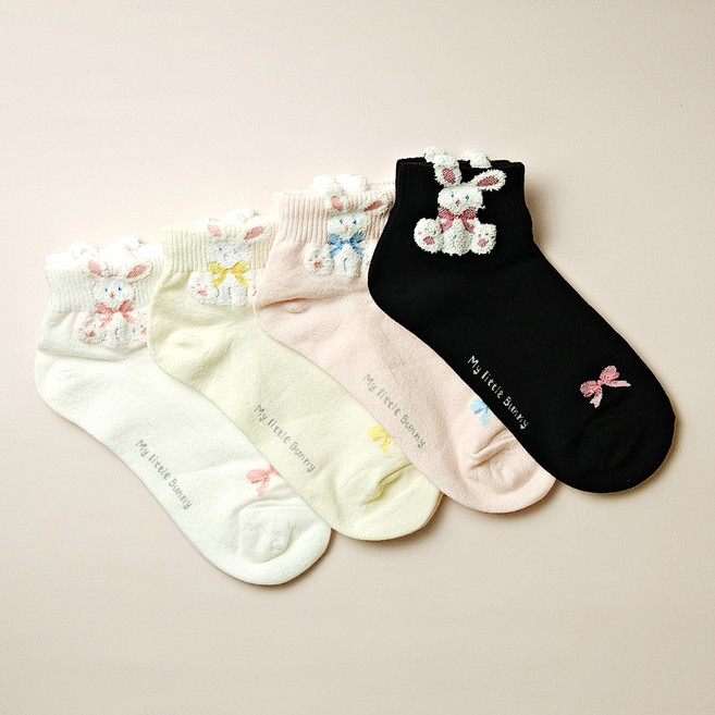 키키야삭스 여성 토끼양말 귀여운 리본양말 단목 4color