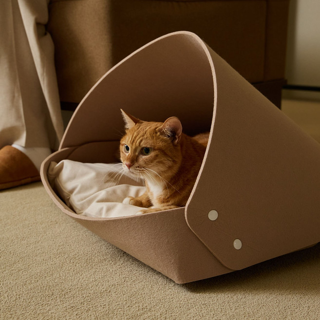 세이펫 고양이 펠트 쉘하우스 숨숨집 폭신한 쿠션 캣하우스, 1개, ,