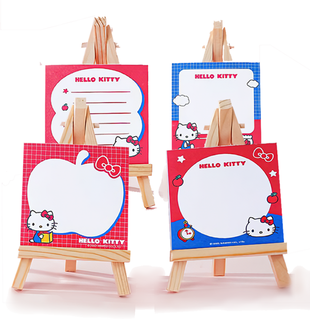 리리월드 산리오 정품 귀여운 떡메 헬로 키티 이젤 메모지 4종, 4종 혼합색상