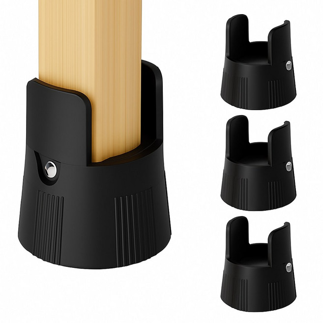 [너비 조절 가능] 곽씨네슈퍼 가구 높이조절발 고정형 원형, 4개, 블랙 5.2cm